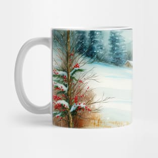 Chritsmas Snow Winter Watercolor Landscapes series 6 Mug